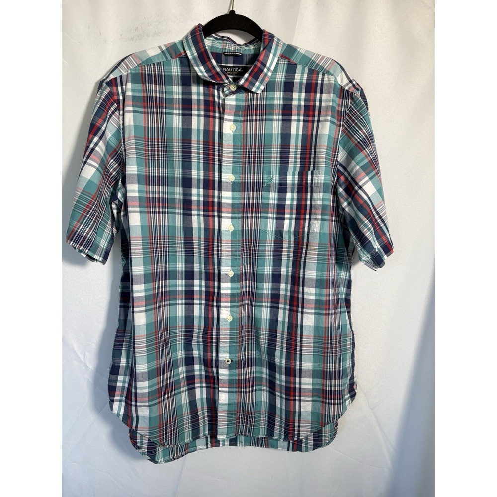 Nautica Shirt Size L Short‎ Sleeve Button Up Plaid